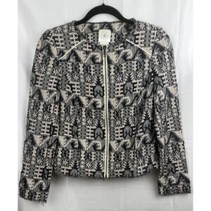 Anthropologie Hei Hei Faifo Zip Up Blazer Multicolored Textured‎ Tapestry Size 0